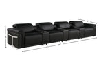 166" Beige Italian Leather Reclining USB Sofa And Storage