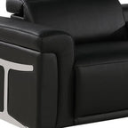 166" Beige Italian Leather Reclining USB Sofa And Storage