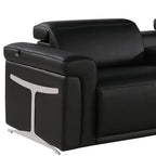 166" Beige Italian Leather Reclining USB Sofa And Storage