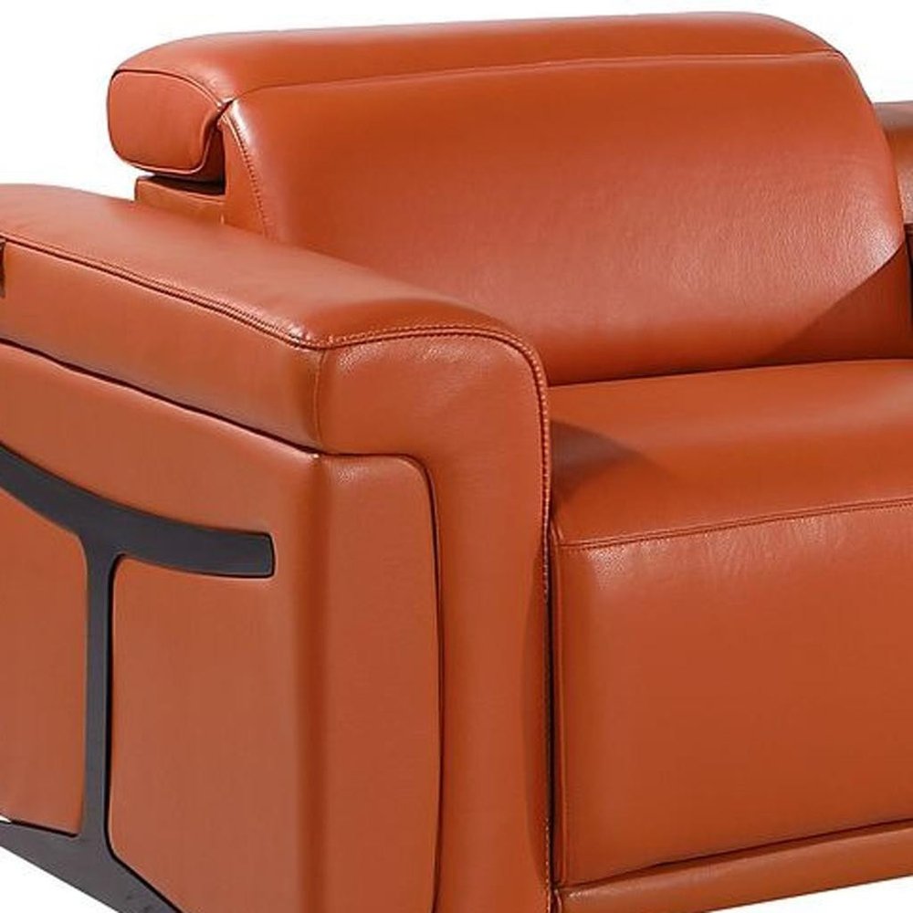 166" Beige Italian Leather Reclining USB Sofa And Storage
