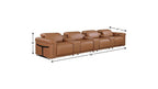 166" Beige Italian Leather Reclining USB Sofa And Storage