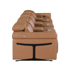 166" Beige Italian Leather Reclining USB Sofa And Storage