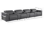 166" Beige Italian Leather Reclining USB Sofa And Storage
