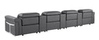 166" Beige Italian Leather Reclining USB Sofa And Storage