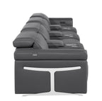 166" Beige Italian Leather Reclining USB Sofa And Storage