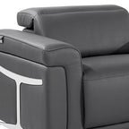166" Beige Italian Leather Reclining USB Sofa And Storage