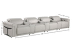 166" Beige Italian Leather Reclining USB Sofa And Storage