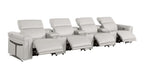 166" Beige Italian Leather Reclining USB Sofa And Storage