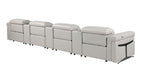 166" Beige Italian Leather Reclining USB Sofa And Storage