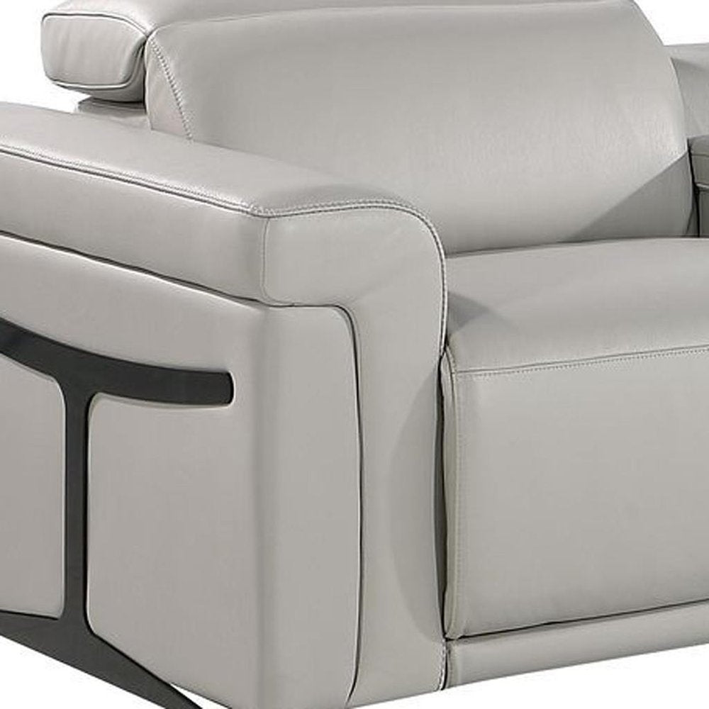 166" Beige Italian Leather Reclining USB Sofa And Storage