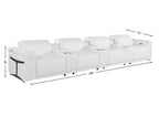 166" Beige Italian Leather Reclining USB Sofa And Storage