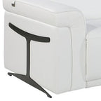166" Beige Italian Leather Reclining USB Sofa And Storage
