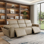 104" Chestnut Italian Leather Reclining USB Sofa And Storage