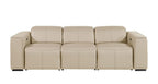 104" Chestnut Italian Leather Reclining USB Sofa And Storage