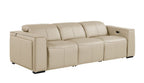 104" Chestnut Italian Leather Reclining USB Sofa And Storage