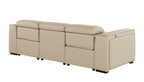 104" Chestnut Italian Leather Reclining USB Sofa And Storage