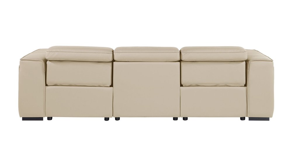 104" Chestnut Italian Leather Reclining USB Sofa And Storage