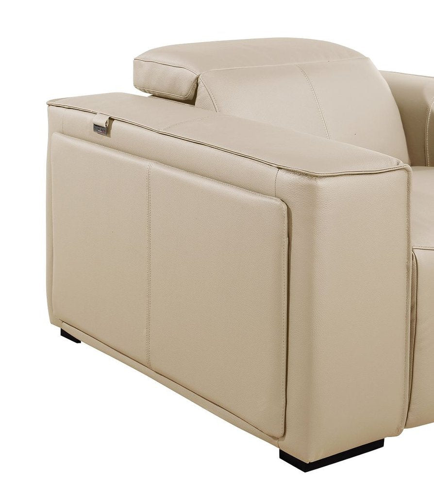 104" Chestnut Italian Leather Reclining USB Sofa And Storage