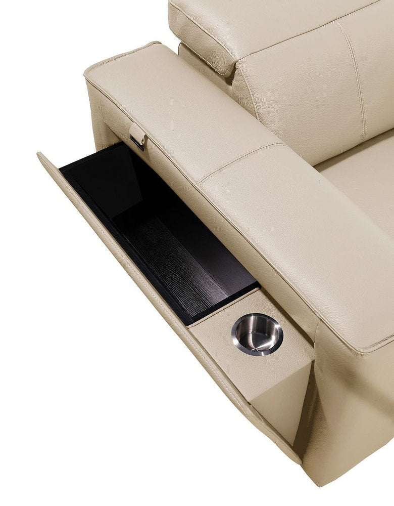 104" Chestnut Italian Leather Reclining USB Sofa And Storage