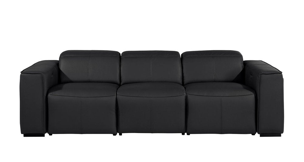 104" Chestnut Italian Leather Reclining USB Sofa And Storage