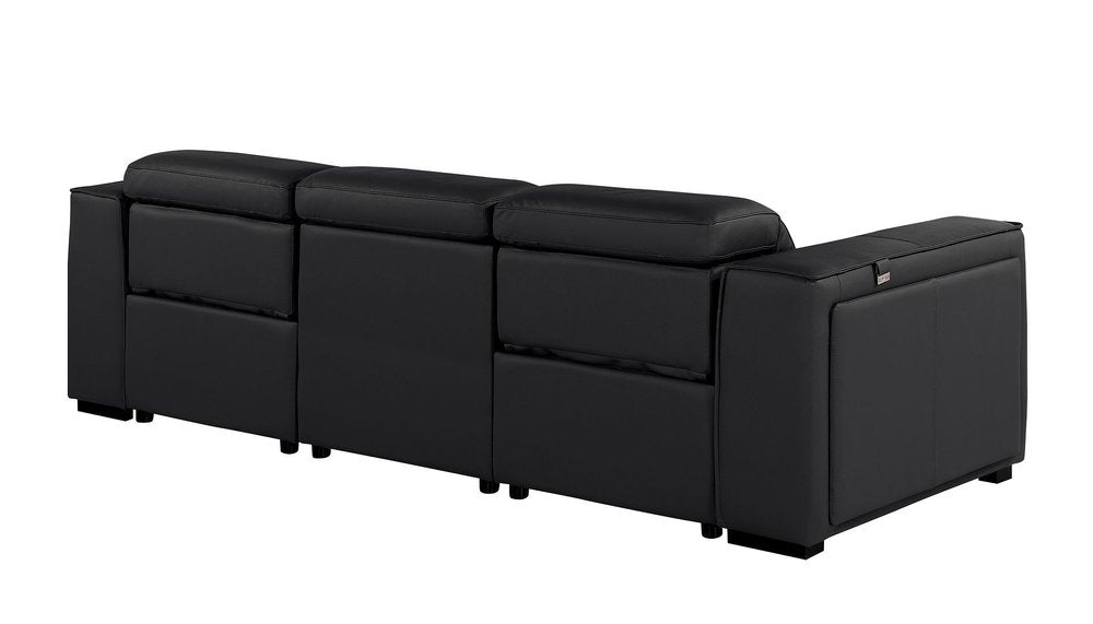 104" Chestnut Italian Leather Reclining USB Sofa And Storage