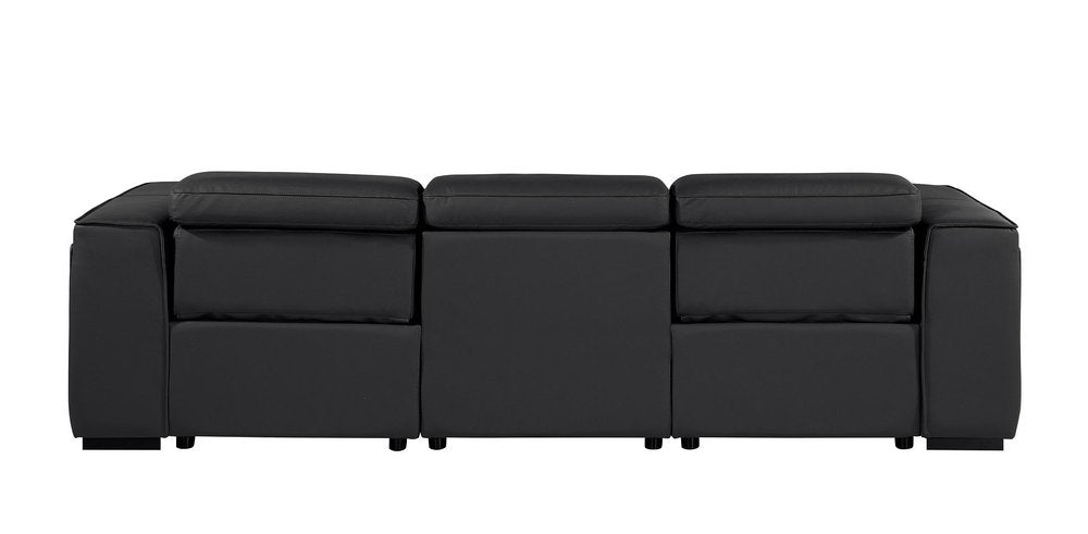 104" Chestnut Italian Leather Reclining USB Sofa And Storage