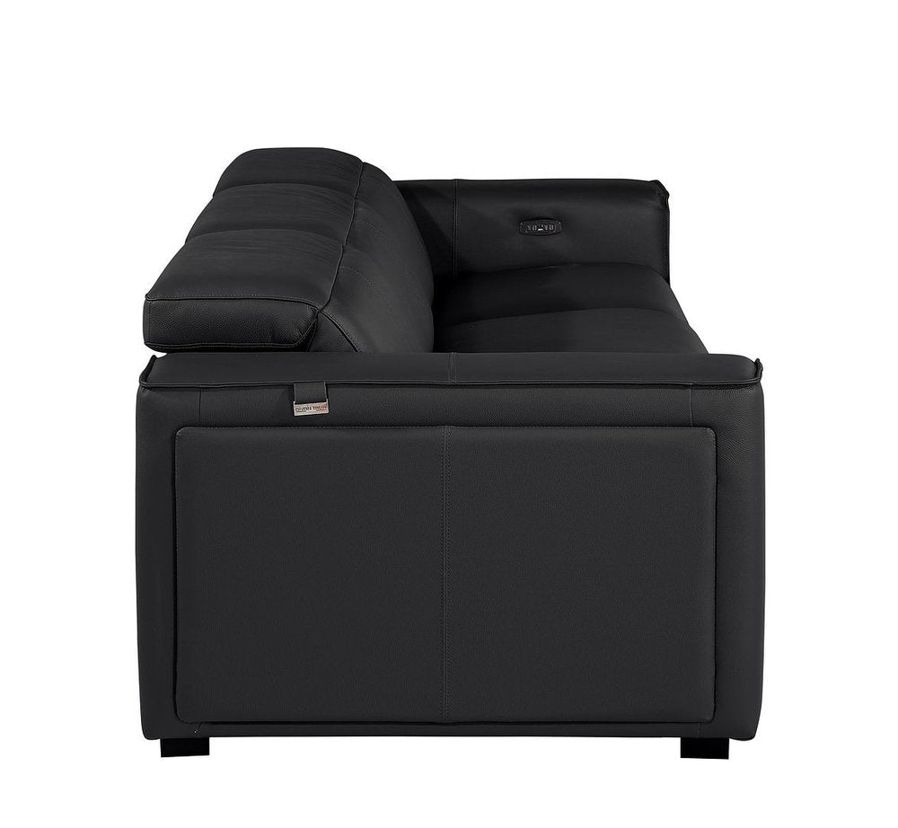 104" Chestnut Italian Leather Reclining USB Sofa And Storage