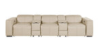 130" Chestnut Italian Leather Reclining USB and Wireless Charger Sofa And Storage