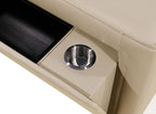130" Chestnut Italian Leather Reclining USB and Wireless Charger Sofa And Storage