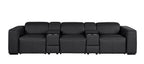 130" Chestnut Italian Leather Reclining USB and Wireless Charger Sofa And Storage