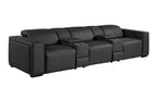 130" Chestnut Italian Leather Reclining USB and Wireless Charger Sofa And Storage