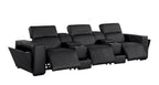 130" Chestnut Italian Leather Reclining USB and Wireless Charger Sofa And Storage