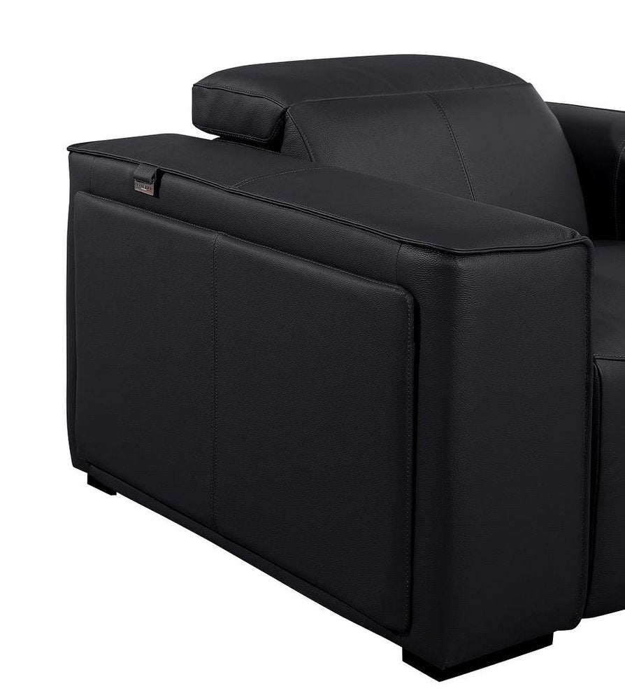 130" Chestnut Italian Leather Reclining USB and Wireless Charger Sofa And Storage
