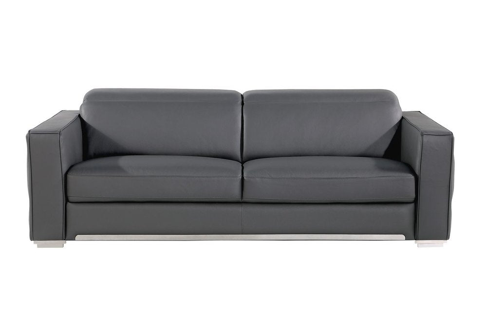 89" Dark Gray Italian Leather Sofa