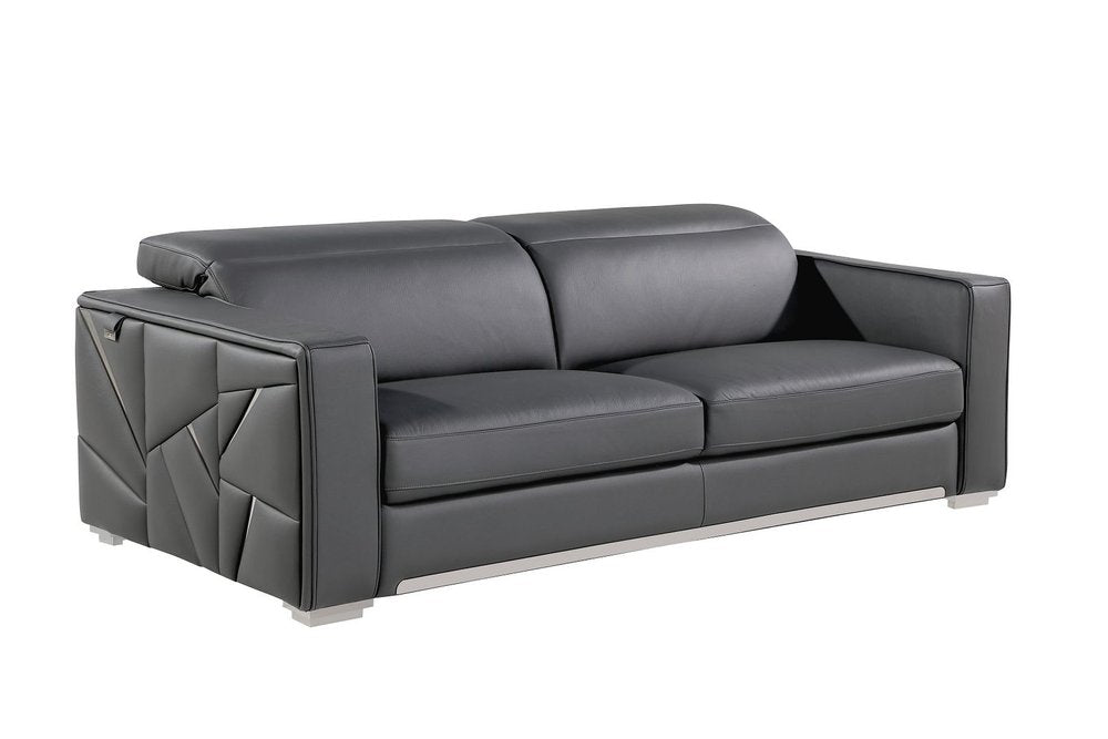 89" Dark Gray Italian Leather Sofa