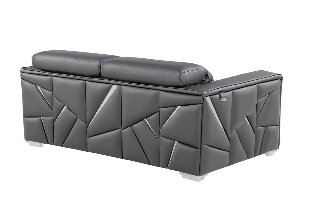 89" Dark Gray Italian Leather Sofa