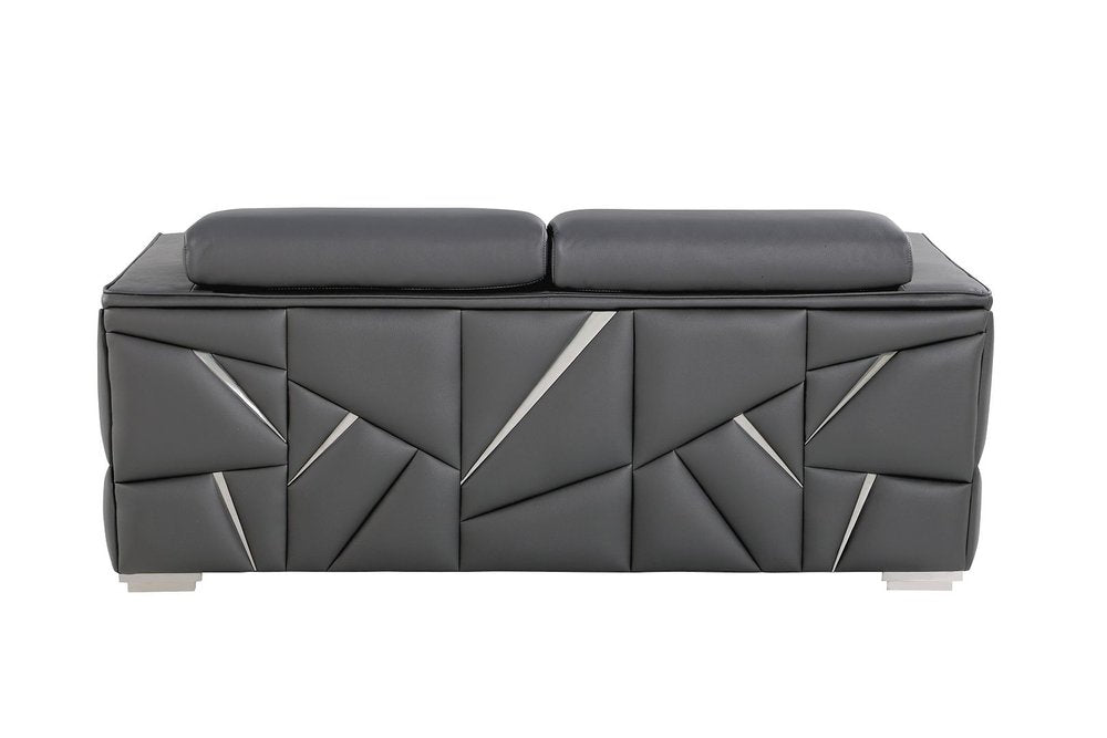 89" Dark Gray Italian Leather Sofa