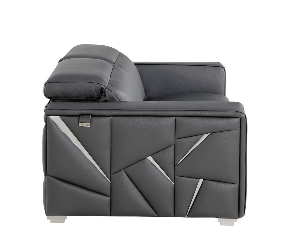 89" Dark Gray Italian Leather Sofa