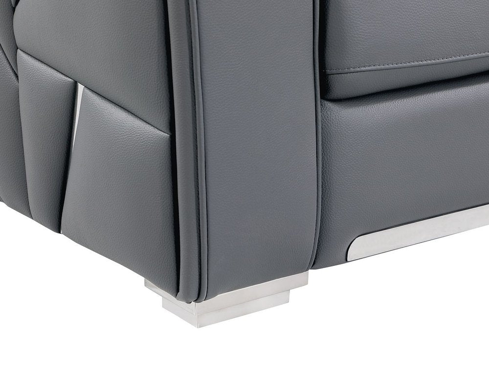 89" Dark Gray Italian Leather Sofa