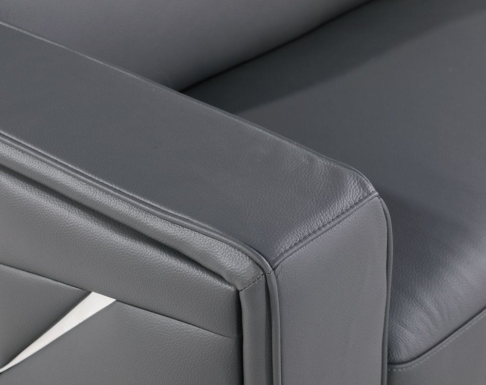 89" Dark Gray Italian Leather Sofa