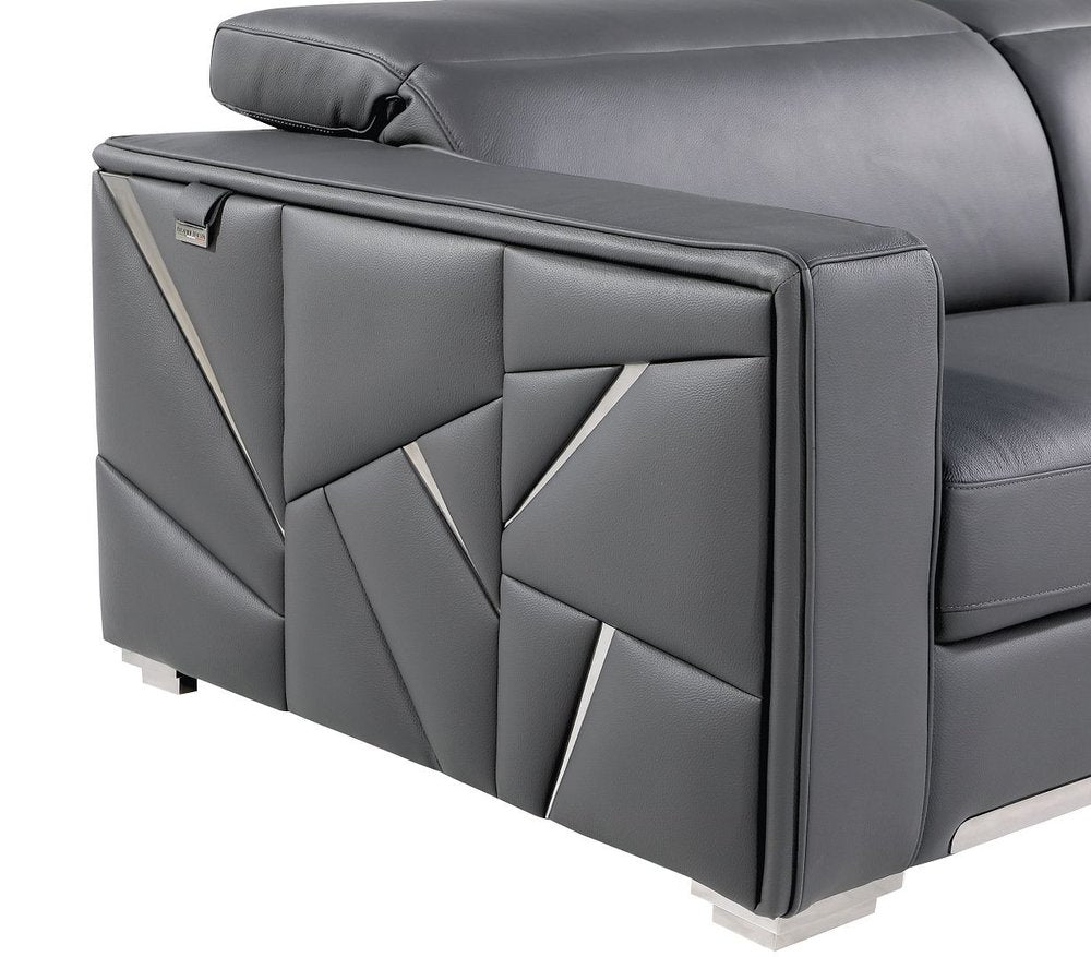 89" Dark Gray Italian Leather Sofa