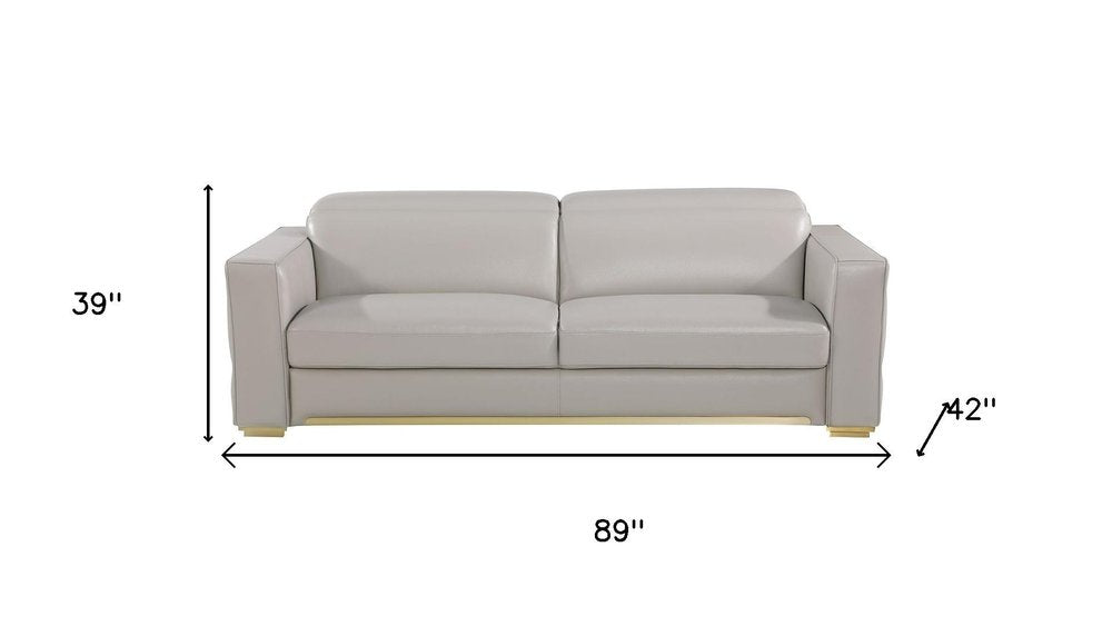 89" Dark Gray Italian Leather Sofa