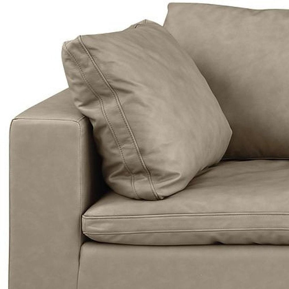122" Beige Italian Leather Modular Sofa