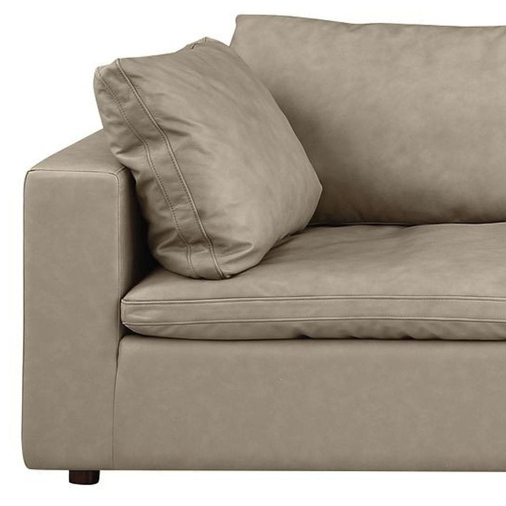 122" Beige Italian Leather Modular Sofa