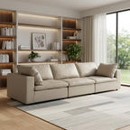 122" Beige Italian Leather Modular Sofa
