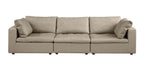 122" Beige Italian Leather Modular Sofa