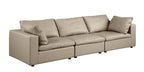 122" Beige Italian Leather Modular Sofa