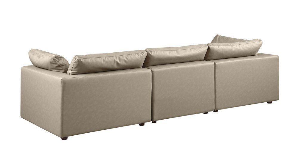 122" Beige Italian Leather Modular Sofa