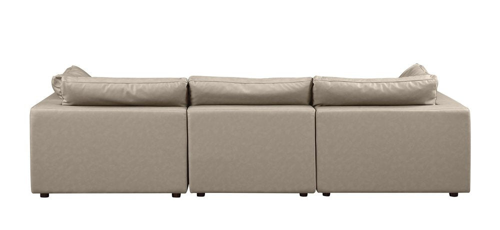 122" Beige Italian Leather Modular Sofa