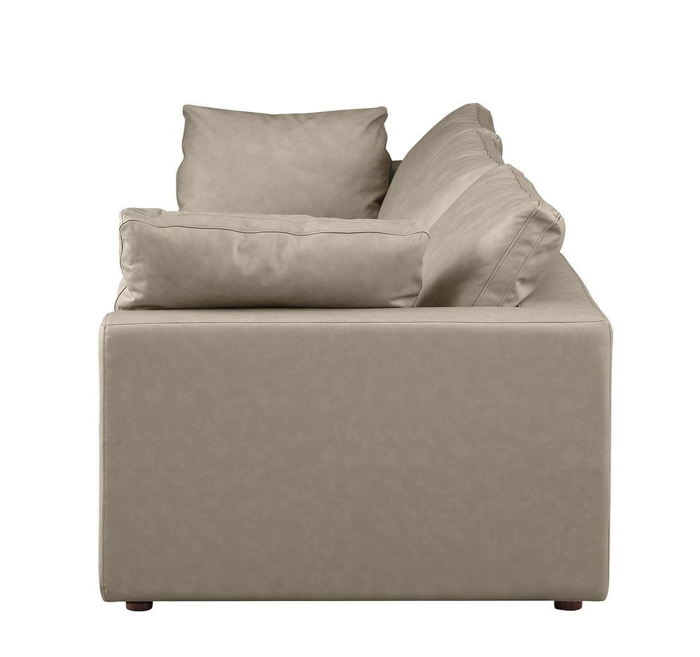 122" Beige Italian Leather Modular Sofa